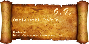 Oszlanszki Iván névjegykártya